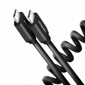 Cablu Twister USB-C la USB-C, 0.6m, USB 2.0, 3A, 0.6m, Aluminiu, Negru