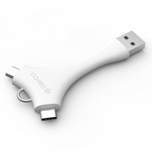 Adaptor Orico C1 USB 2.0 Type-A tata - USB Type-C/USB Micro-B alb