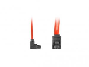 Lanberg cable SATA DATA II (6GB/S) F/F 70cm; METAL CLIPS ANGLED RED