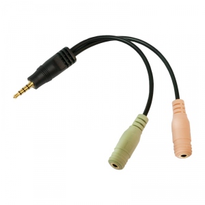 Audio adapter 3.5 stereo 4p. male to 2 x 3.5stereo female 