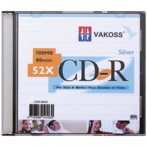 VAKOSS CD-R, 700MB, 52x, 1pc., slim case