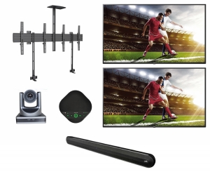 Sistem Videoconferinta cu speakerphone SV16, camera BC 400, Suport dual 6621, 2 Display-uri LG 65â€™â€™ si Soundbar Polk