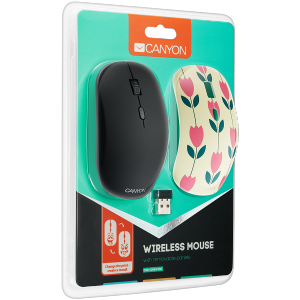 Mouse Wireless Canyon + Cover(Tulip) CND-CMSW400T, Black