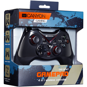 CANYON 2.4G Wireless Controller 4in1 PC/PS3/Android/Xbox360, High precision 3D, dual trigger, 600mAh Li-Poly battery, rubberized surface and vibration feedback