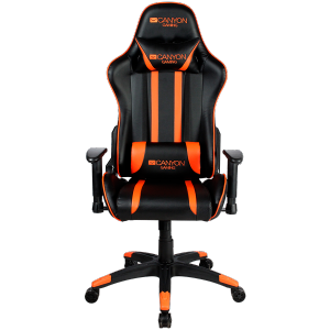 Gaming chair, PU leather, Cold molded foam, Metal Frame,  Butterfly mechanism, 90-150 dgree, 2D armrest, Class 4 gas lift, Nylon 5 Stars Base, 60mm PU caster, black+Orange.