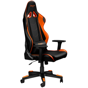 Gaming chair, PU leather, Original foam and Cold molded foam, Metal Frame, Butterfly mechanism, 90-165 dgree, 3D armrest, Class 4 gas lift, Nylon 5 Stars Base, 60mm PU caster, black+Orange.