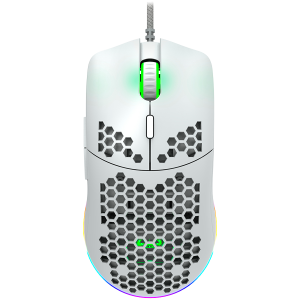 CANYON,Gaming Mouse with 7 programmable buttons, Pixart 3519 optical sensor, 4 levels of DPI and up to 4200, 5 million times key life, 1.65m Ultraweave cable, UPE feet and colorful RGB lights, White, size:128.5x67x37.5mm, 105g