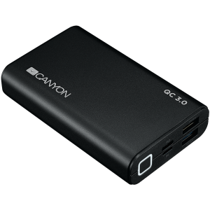 Power bank 10000mAh, quick charge QC3.0, bulit in Lithium Polymer Battery, Black. Micro Input: 5V/2A, 9V/2A, PD Input/Output: 5V/2A, 9V/2A, Output1: 5V/2A, Output2: 18W (QC3.0).