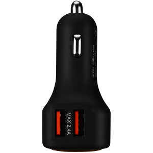 CANYON Universal  4xUSB car adapter, Input 12V-24V, Output 5V-4.8A, with Smart IC, black  rubber coating + orange LED