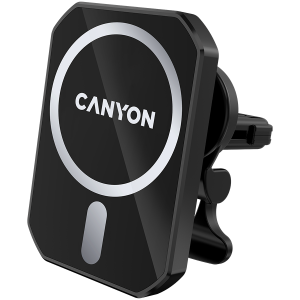 CANYON CH-15, Magnetic car holder and wireless charger, C-15-01, 15Wï¼ŒInput: USB-C: 5V/2A, 9V/3A;Output: 5W, 7.5W, 10W, 15W;83*60*8.15mm,0.147kg,black
