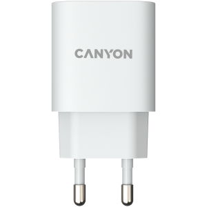 Canyon, PD 20W Input: 100V-240V, Output: 1 port charge: USB-C:PD 20W (5V3A/9V2.22A/12V1.67A) , Eu plug, Over- Voltage ,  over-heated, over-current and short circuit protection Compliant with CE RoHs,ERP. Size: 80*42.3*30mm, 55g, White