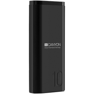 CANYON Power bank 10000mAh Li-poly battery, Input 5V/2A, Output 5V/2.1A, with Smart IC, Black, USB cable length 0.25m, 120*52*22mm, 0.210Kg