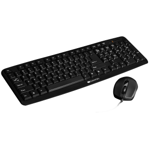 CANYON USB standard KB, 104 keys, water resistant UK layout bundle with optical 3D wired mice 1000DPI,USB2.0, Black, cable length 1.5m(KB)/1.5m(MS), 443*145*24mm(KB)/115.3*63.5*36.5mm(MS), 0.44kg