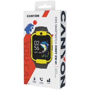 CANYON Cindy KW-41, 1.69--IPS colorful screen 240*280, ASR3603C, Nano SIM card, 192+128MB, GSM(B3/B8), LTE(B1.2.3.5.7.8.20) 680mAh battery, built in TF card: 512MB, Yellow, host: 53.3*42.3*14.5mm strap: 230*20mm, 36g