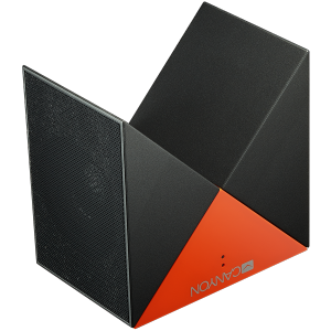 Transformer Bluetooth Speaker, BT V5.0, Jieli AC6925, 360 degree rotation, Built in microphone, TF card support, 3.5mm AUX, micro-USB port, 800mAh polymer battery, grey-orange(replace BT version)