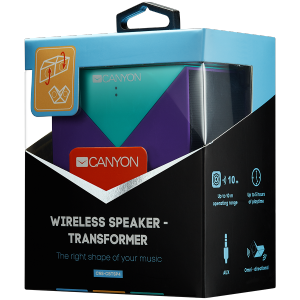 Transformer Bluetooth Speaker, BT V5.0, Jieli AC6925, 360 degree rotation, Built in microphone, TF card support, 3.5mm AUX, micro-USB port, 800mAh polymer battery, blue-purple(replace BT version)