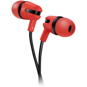 CANYON Stereo earphone with microphone, 1.2m flat cable, Red, 22*12*12mm, 0.013kg