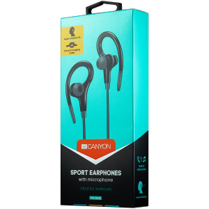 Casti Canyon stereo sport with microphone, 1.2m flat cable, black
