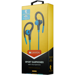 Casti Canyon stereo sport with microphone, 1.2m flat cable, blue