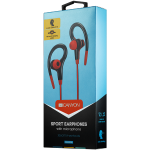 Casti Canyon stereo sport with microphone, 1.2m flat cable, red