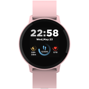 Smart watch, 1.3inches IPS full touch screen, Round watch, IP68 waterproof, multi-sport mode, BT5.0, compatibility with iOS and android, Pink, Host: 25.2*42.5*10.7mm, Strap: 20*250mm, 45g