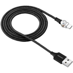 CANYON Rotating magnetic Type C charging cable (no data transfer), USB2.0, Power output 5V/2A, OD 3.2mm, with Short-circuit protection, cable length 1m, Black, 16*6*1000mm, 0.024kg