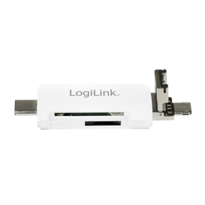 Card Reader Logilink USB 2.0, 3-in-1, USB-C to Micro-B or USB-A White
