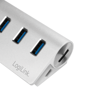 LOGILINK - USB 3.0, 3-port hub, with card reader and aluminum casing
