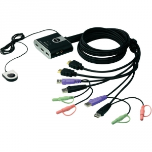 KVM Switch CS692 | Numar PC-uri conectabile 2 | Rezolutie maxima 1920 x 1200 pixeli | Conectori PC 2 x USB Type A Male (Purple) | 2 x HD Type A Male (Black) | 2 x USB Type A Male (Black) | 2 x Mini Stereo Plug Male (Green) | Conectori consola 2 x Mini Ste