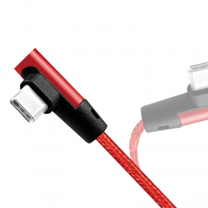 LOGILINK - USB 2.0 Cable USB-A male to USB-C (90Â° angled) male, red, 1m
