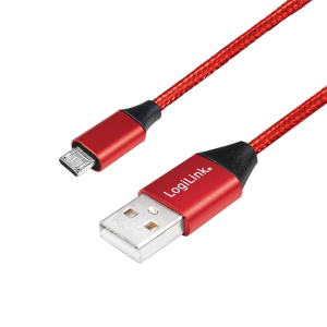 LOGILINK - USB-A 2.0 cable to micro-USB male, red, 1m