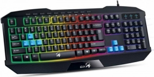 Tastatura Cu Fir Genius Scorpion K215 USB, Iluminata, Led Multicolor, Negru