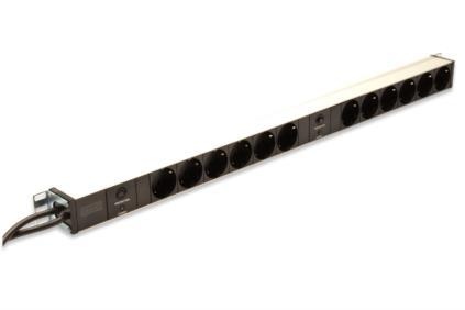 DIGITUS outlet strip 12 outlets Aluminium PDU 2 x 2 m supply safety plug