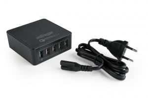 Gembird 5-port USB quick charger, QC 3.0, black