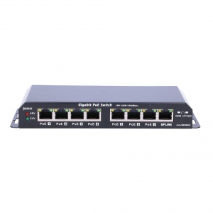 Switch Extralink 8-port GbE Unmanaged PoE Switch 18-57V DC, in set 24V 60W PowerAdapter