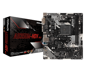 Placa De Baza ASRock AB350M-HDV R4.0, AM4, DDR4 3200, 4 SATA3, 6 USB 3.1, HDMI, DVI-D, D-Sub