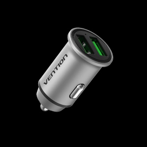 ALIMENTATOR SmartPhone Auto Vention Two-Port USB A+A(18/18) Car Charger Gray Mini Style Aluminium Alloy Type, 