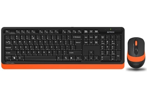 Kit Tastatura + Mouse Wireless A4Tech Fstyler, Orange-Black