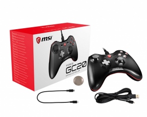 MSI Force GC20 Wired Game Controller with changeable D Pads. USB 2m Cable. Supports PC PS3. Android, 