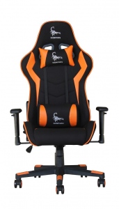 Gembird Gaming chair -SCORPION-, black mesh, orange skin