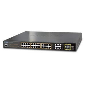 Planet IPv6/IPv4, 24-Port Managed 802.3at POE+ Gigabit Ethernet Switch + 4-Port Gigabit Combo TP/SFP