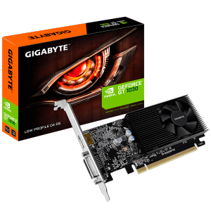 GIGABYTE Video Card GeForce GT 1030 DDR4 2GB/64bit, 1151MHz/2100MHz, PCI-E 3.0 x16, HDMI, DVI-D, Cooler, Low-profile, Retail