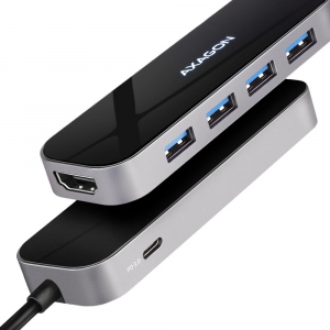 HMC-6H4A, USB-Hub, 4x USB-A + HDMI, USB-C 3.2 Gen 1, PD 100W - cablu de 20 cm USB-C