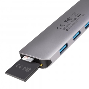 HMC-HCR3A USB-Hub, 3x USB-A + HDMI + SD/microSD, USB-C 3.2 Gen 1, 20 cm USB-C-Kabel