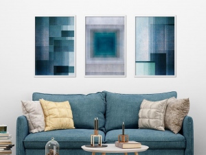 Set 3 tablouri 40x60 cm Abstract Blue