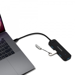 USB AXAGON HUE-L1C, 4x USB 3.2 Gen 1, TRAVEL hub, Cablu USB-C 20 cm
