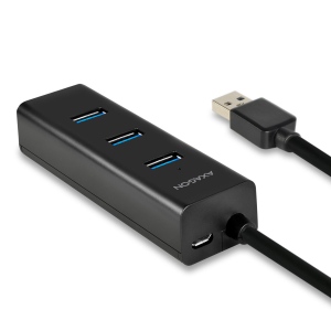 4x USB3.0 Charging Hub 1.2m Cable, MicroUSB Charging, Incl. AC Adapter