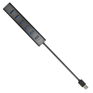 HUB 7x USB3.0 ALU Charging Hub Incl. AC Adapter, Black