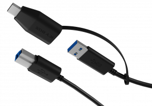 CABLU alimentare si date Icy Box, pt smartphone USB 3.2 Type-B Gen 1 la USB Type-A/Type-C, Viteza: 5Gbit/s, 1m, plastic, negru, 