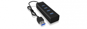 IcyBox 4x Port USB 3.0 Hub, Black